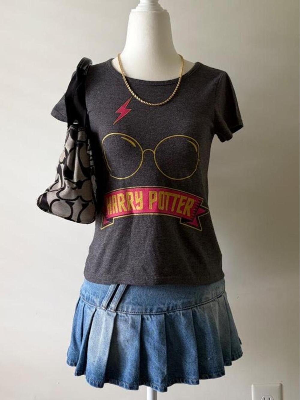 Y2K Harry Potter Graphic Baby Tee | Wizarding World Glasses Lightning Bolt
